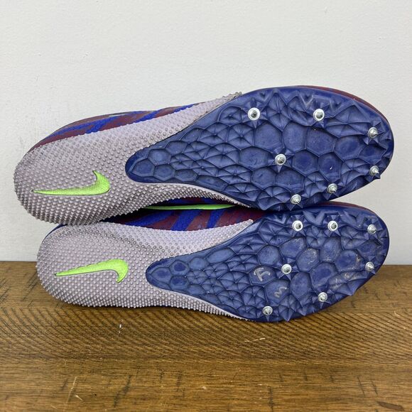 Nike Zoom Rival S Shoes Men 11.5 Purple Lime Track Sprint Spikes Racing Sprinter - Picture 8 of 14